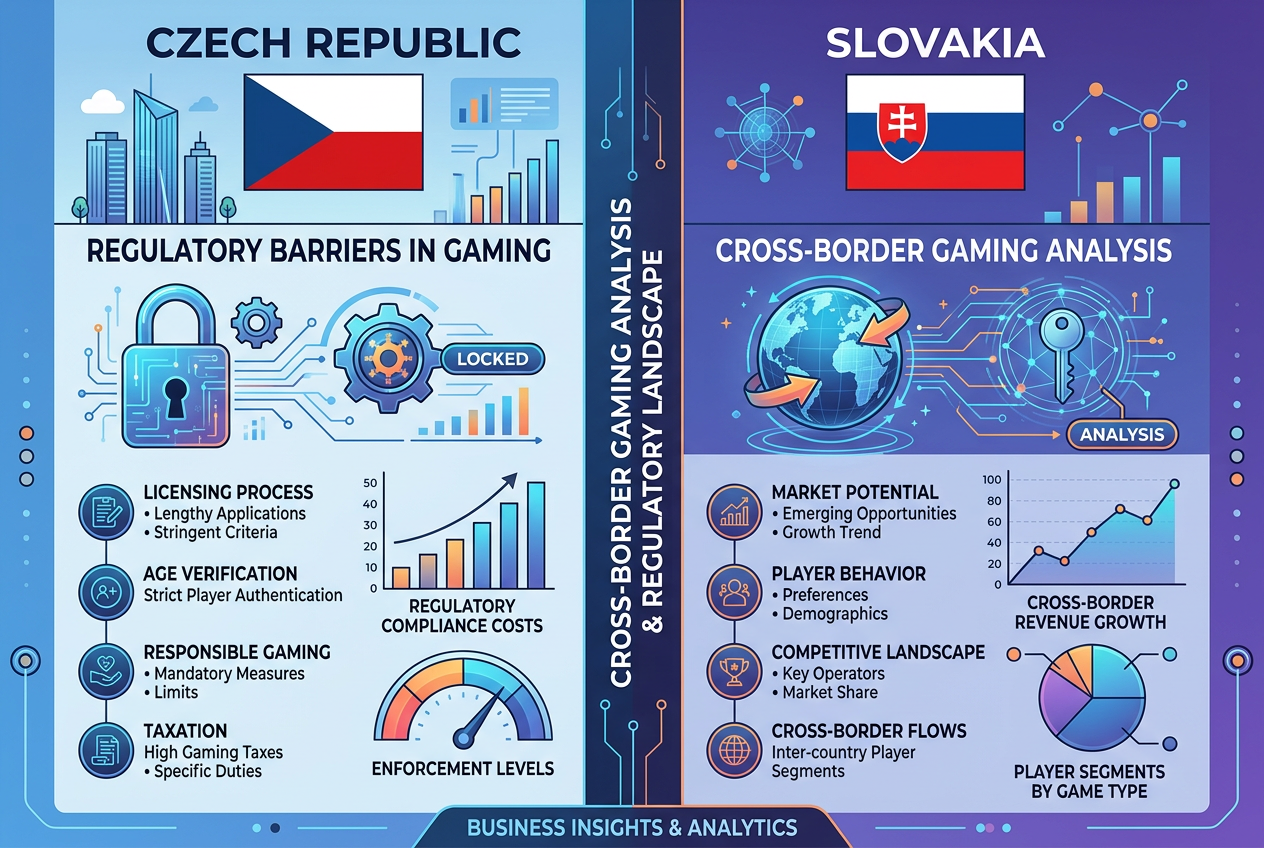 Srovnání iGaming trhu a regulace mezi Českem a Slovenskem v roce 2026